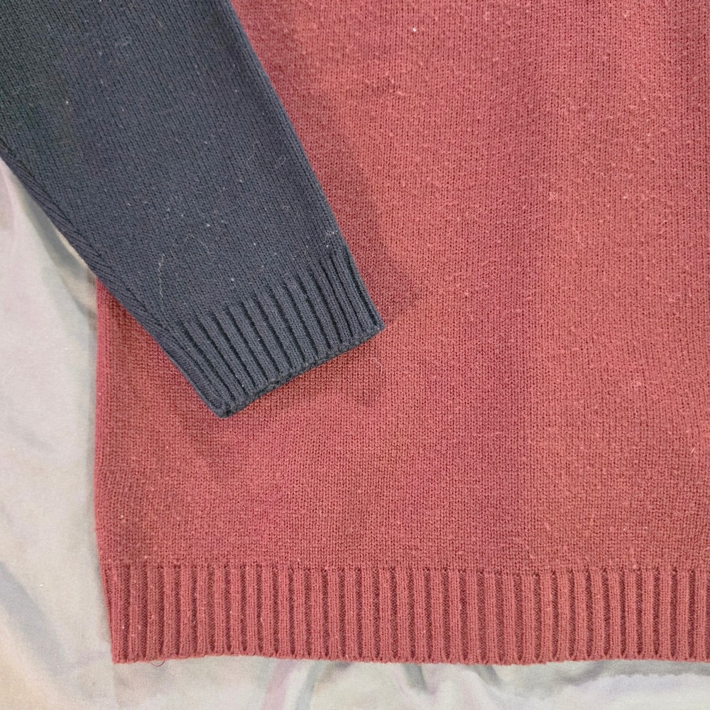 SEG Mens Vintage Colorblock Striped Crewneck Sweater Navy Burgundy RN 63925 - Picture 4 of 10